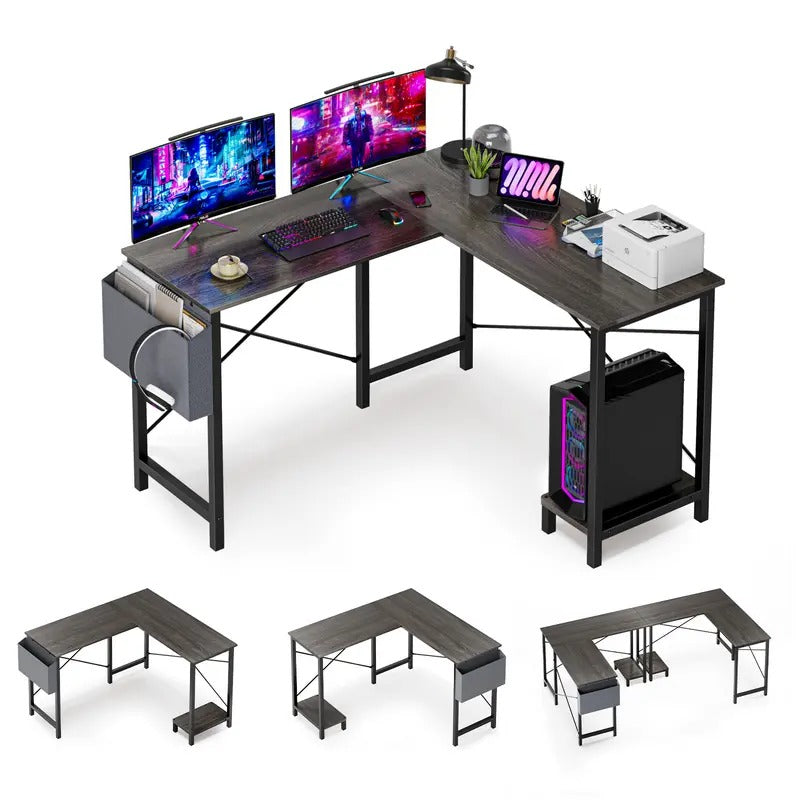 CornerCraft — L-Shaped Office Desk with CPU Stand & Storage Bag