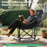 NestRock — XXL Padded Folding Rocking Chair with Insulated Cooler Pocket & Cup Holder (Holds 400lbs)