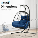 SwingNest — Double Hanging Egg Chair with 700lb Capacity & Thick Cushion (Folds Flat)