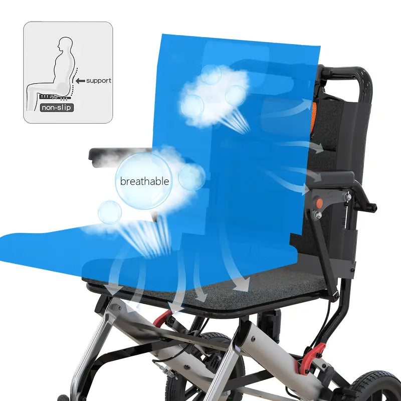 LiteRide — Foldable Transport Wheelchair with Aviation Aluminum Frame