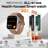 FitVII® GT5 Pro Max All-in-one Health Watch With Blood Pressure + EKG + Heart Rate + Temperature + Stress + Exercise + Blood Oxygen + Sleep + Uric Acid + Blood Fat Monitoring 2026-9 Colors with Gift Straps