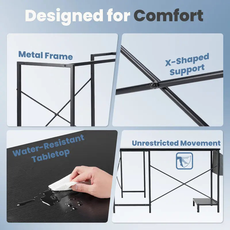CornerCraft — L-Shaped Office Desk with CPU Stand & Storage Bag