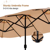 ShadeSpan — 15ft Double-Sided Rectangular Patio Umbrella with Base & Crank Handle (UV & Weather Resistant)