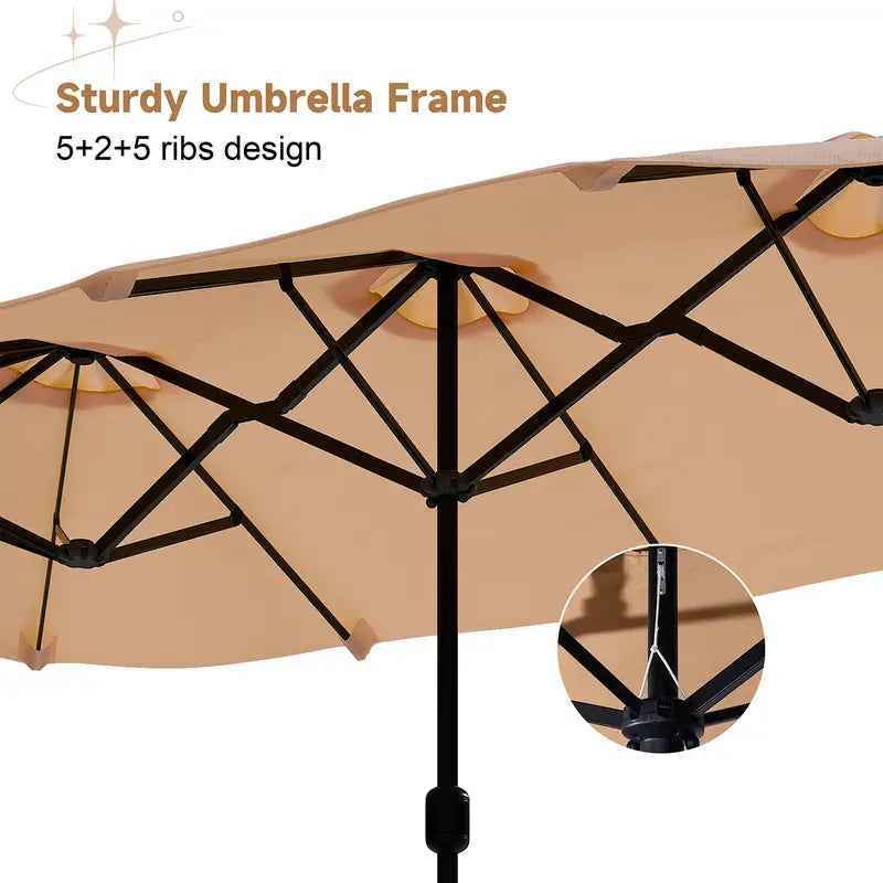 ShadeSpan — 15ft Double-Sided Rectangular Patio Umbrella with Base & Crank Handle (UV & Weather Resistant)