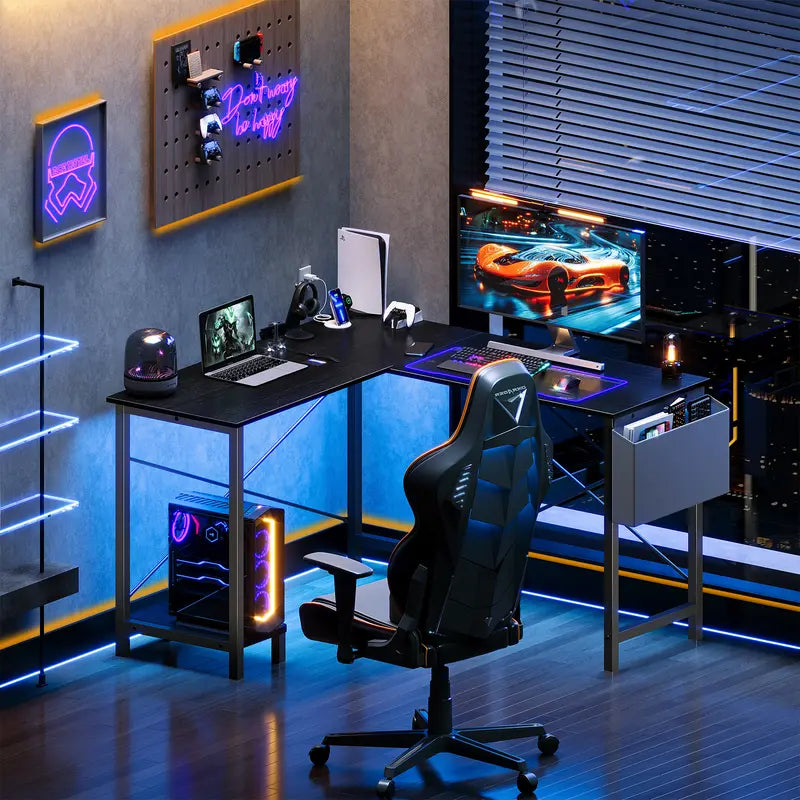 CornerCraft — L-Shaped Office Desk with CPU Stand & Storage Bag