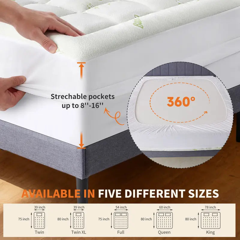 CloudNest — Cooling Bamboo Fiber Mattress Topper with Ergonomic Body Support