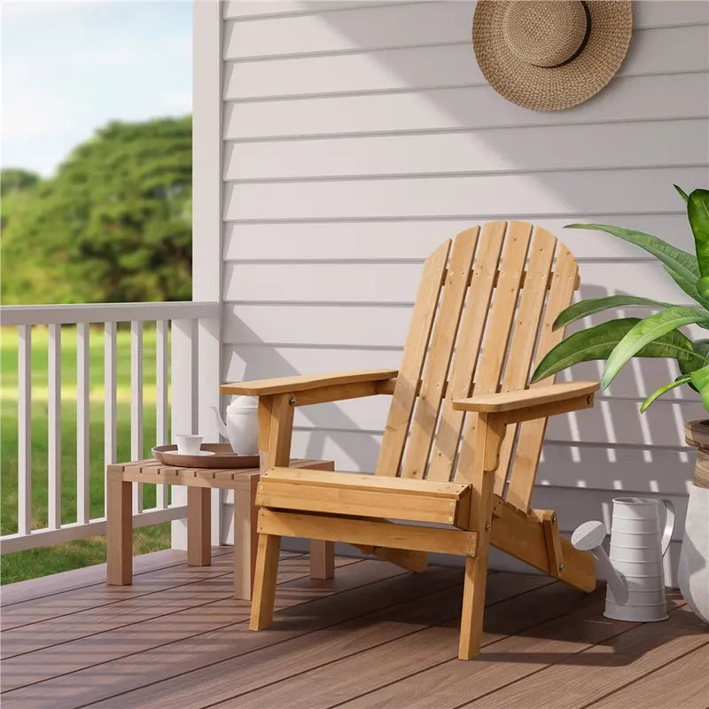 TimberSeat — Set of 2 Solid Wood Folding Adirondack Chairs (Weather-Resistant, 300lb Capacity)