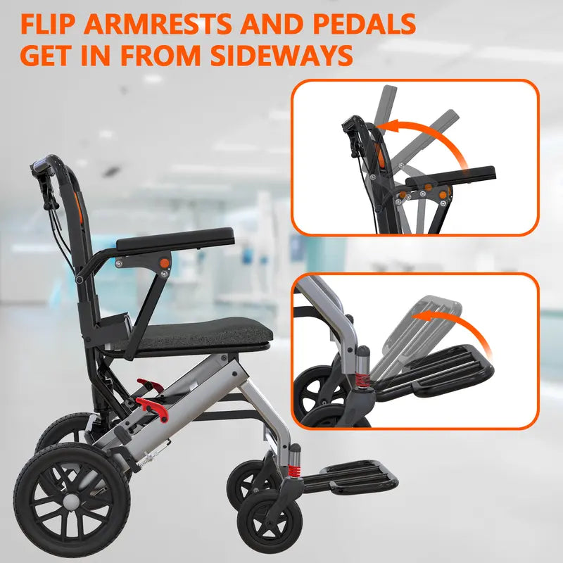 LiteRide — Foldable Transport Wheelchair with Aviation Aluminum Frame