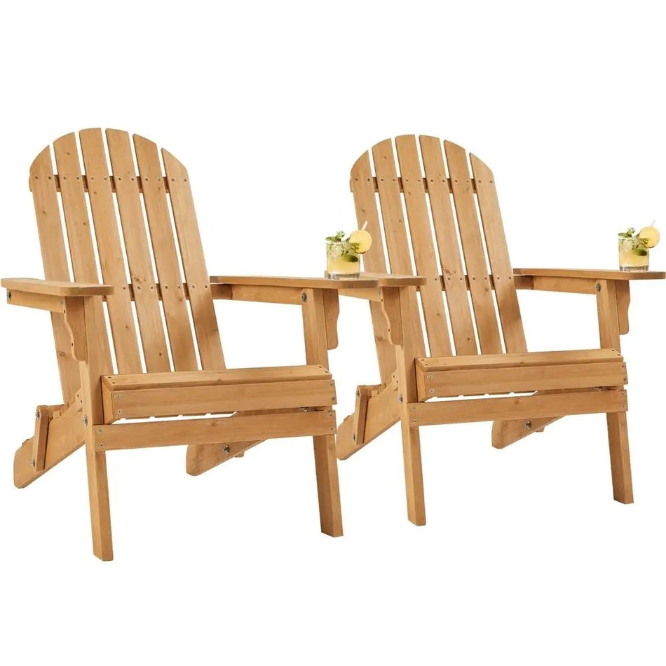 TimberSeat — Set of 2 Solid Wood Folding Adirondack Chairs (Weather-Resistant, 300lb Capacity)