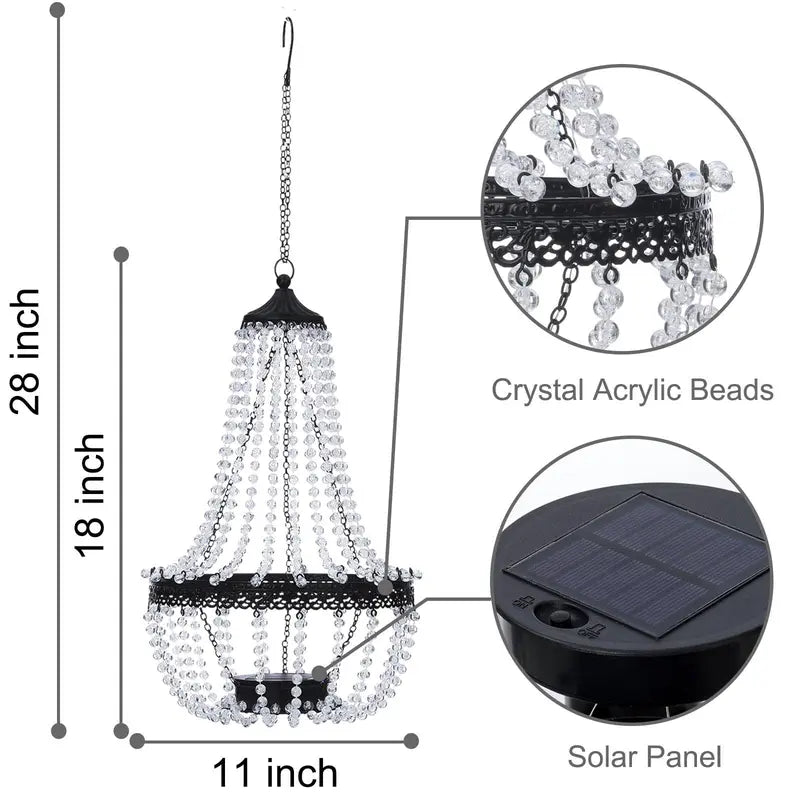 LumeVine — Solar Crystal Chandelier for Garden & Patio (28")