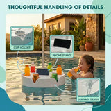 PoolBar — Floating Pool Umbrella with Built-In Bar, 6 Cup Holders & Phone Stand (Shade + Drinks in One)