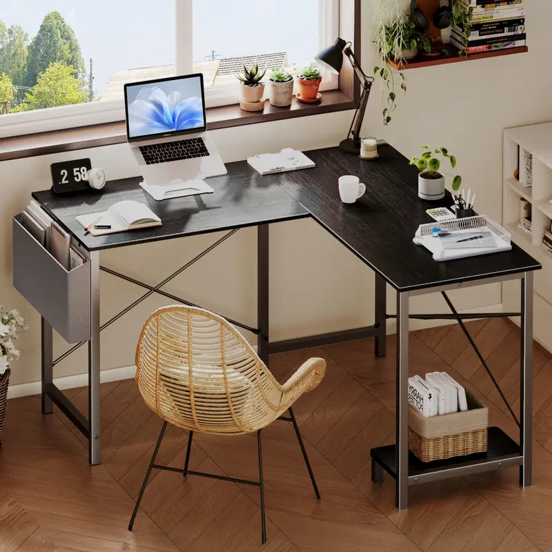 CornerCraft — L-Shaped Office Desk with CPU Stand & Storage Bag