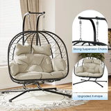 SwingNest — Double Hanging Egg Chair with 700lb Capacity & Thick Cushion (Folds Flat)