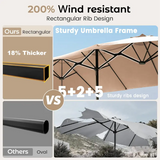 ShadeSpan — 15ft Double-Sided Rectangular Patio Umbrella with Base & Crank Handle (UV & Weather Resistant)