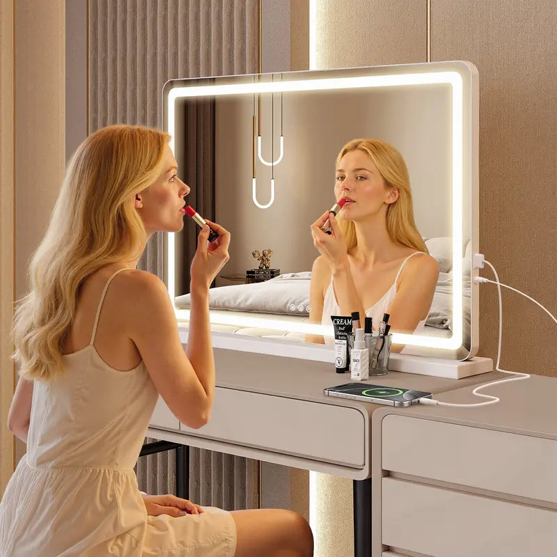 GlowFrame — Hollywood LED Vanity Mirror with 3 Color Modes & Dimmer Control