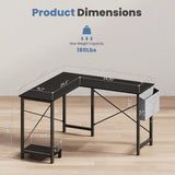 CornerCraft — L-Shaped Office Desk with CPU Stand & Storage Bag