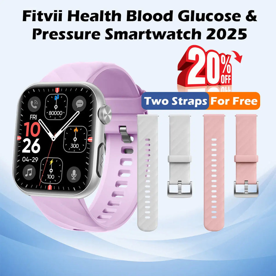 FitVII® GT5 Pro Max All-in-one Health Watch With Blood Pressure + EKG + Heart Rate + Temperature + Stress + Exercise + Blood Oxygen + Sleep + Uric Acid + Blood Fat Monitoring 2026-9 Colors with Gift Straps