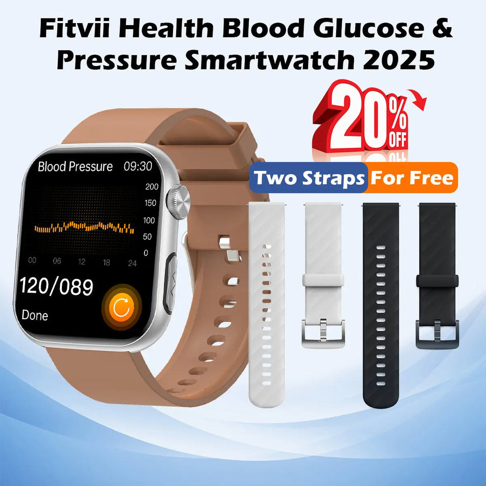FitVII® GT5 Pro Max All-in-one Health Watch With Blood Pressure + EKG + Heart Rate + Temperature + Stress + Exercise + Blood Oxygen + Sleep + Uric Acid + Blood Fat Monitoring 2026-9 Colors with Gift Straps