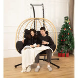 SwingNest — Double Hanging Egg Chair with 700lb Capacity & Thick Cushion (Folds Flat)