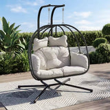 SwingNest — Double Hanging Egg Chair with 700lb Capacity & Thick Cushion (Folds Flat)