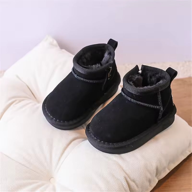 Baby & Toddler Winter Snow Boots – Warm Plush-Lined Mini Boots in Brown & Black