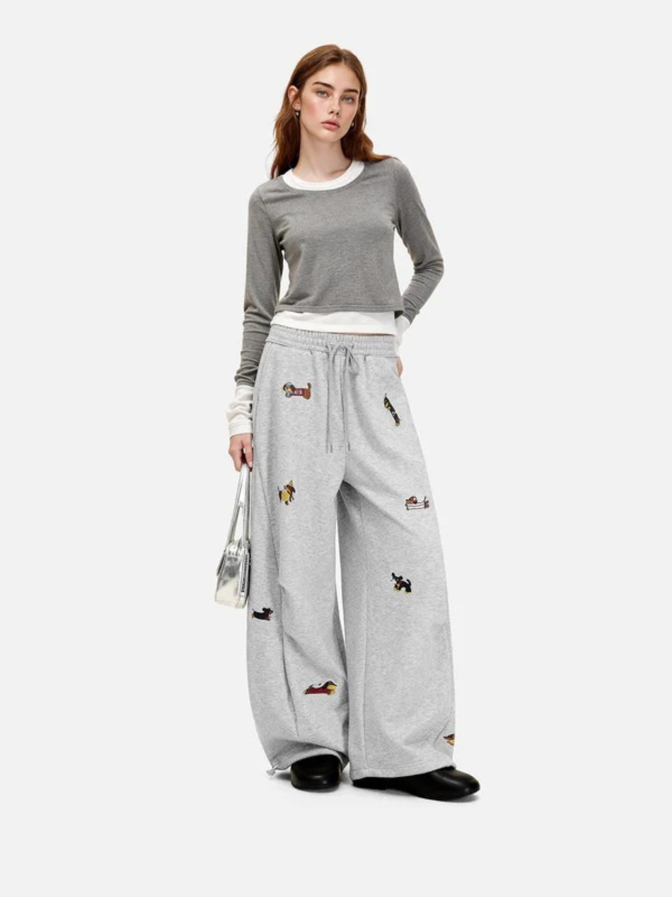 Amalfi® Embroidered Pup Barrel Sweatpants