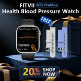 FitVII® GT5 Pro Max All-in-one Health Watch With Blood Pressure + EKG + Heart Rate + Temperature + Stress + Exercise + Blood Oxygen + Sleep + Uric Acid + Blood Fat Monitoring 2026-9 Colors with Gift Straps