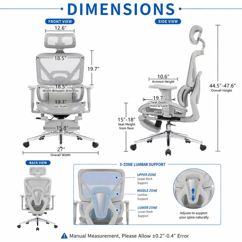 Airo — Adjustable High-Back Mesh Executive Chair with Leg Rest