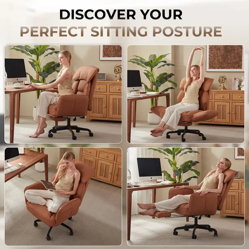 NestChair — Oversized Reclining Cross-Legged Office Chair with Footrest & Pocket Spring Seat