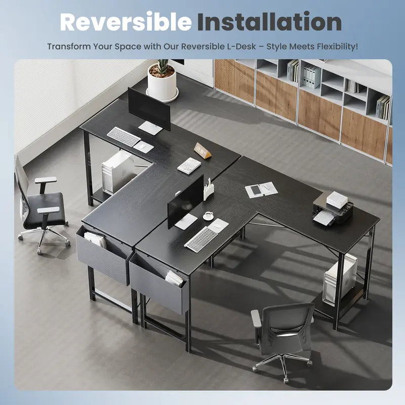 CornerCraft — L-Shaped Office Desk with CPU Stand & Storage Bag