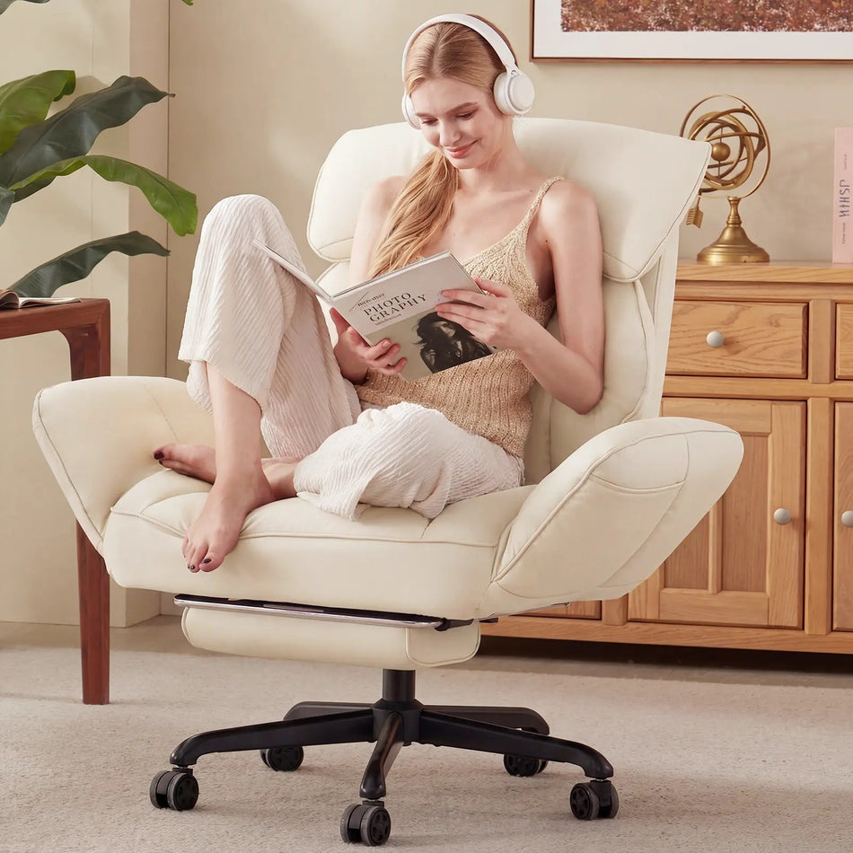 NestChair — Oversized Reclining Cross-Legged Office Chair with Footrest & Pocket Spring Seat