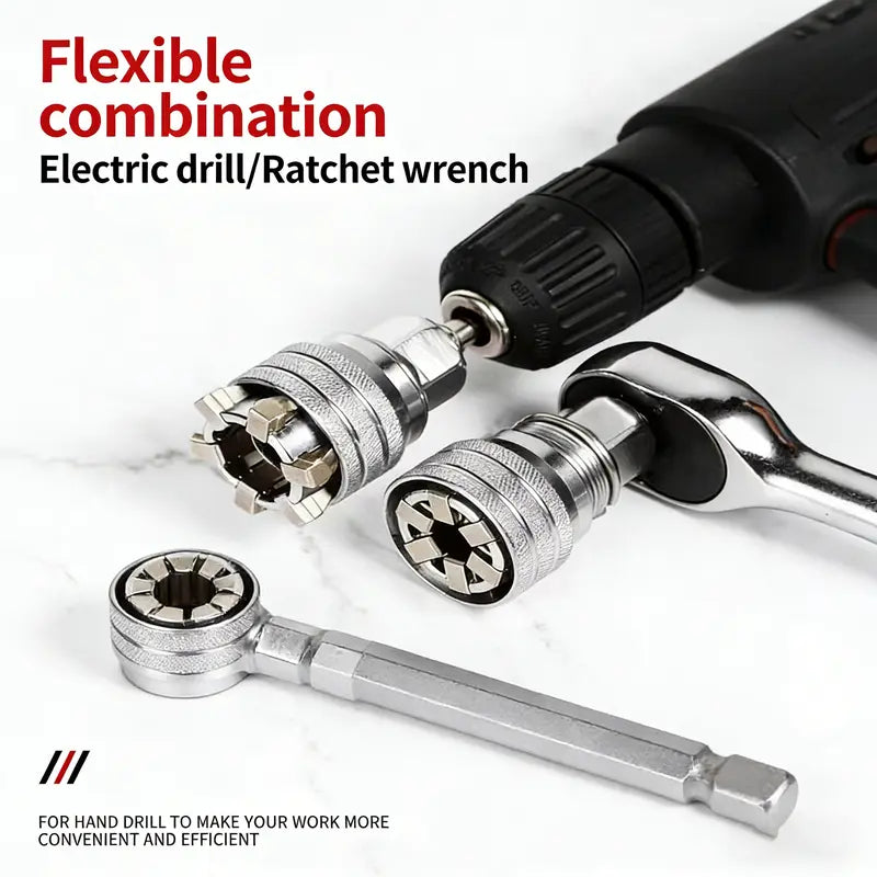 GripAll™ Universal Socket — Fits Any Bolt, Any Size, Any Tool