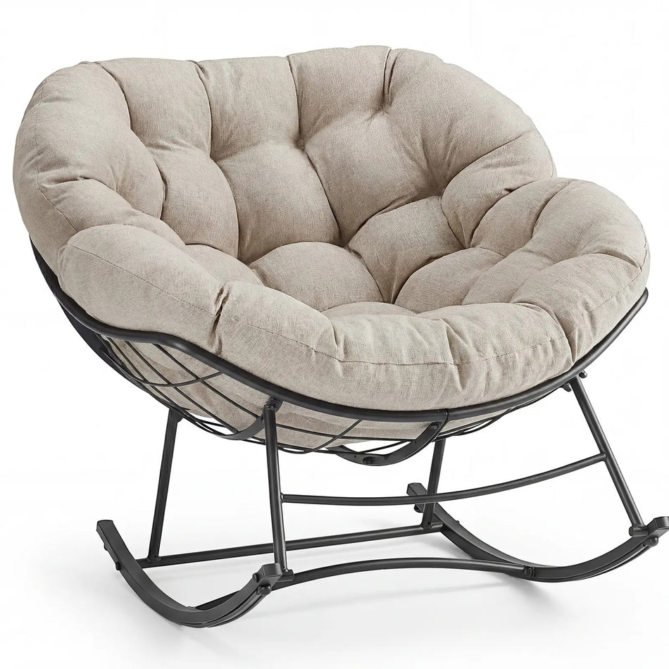 NestRock — Oversized Egg Rocking Chair with 5.5" Thick Cushion (Holds 450lbs)