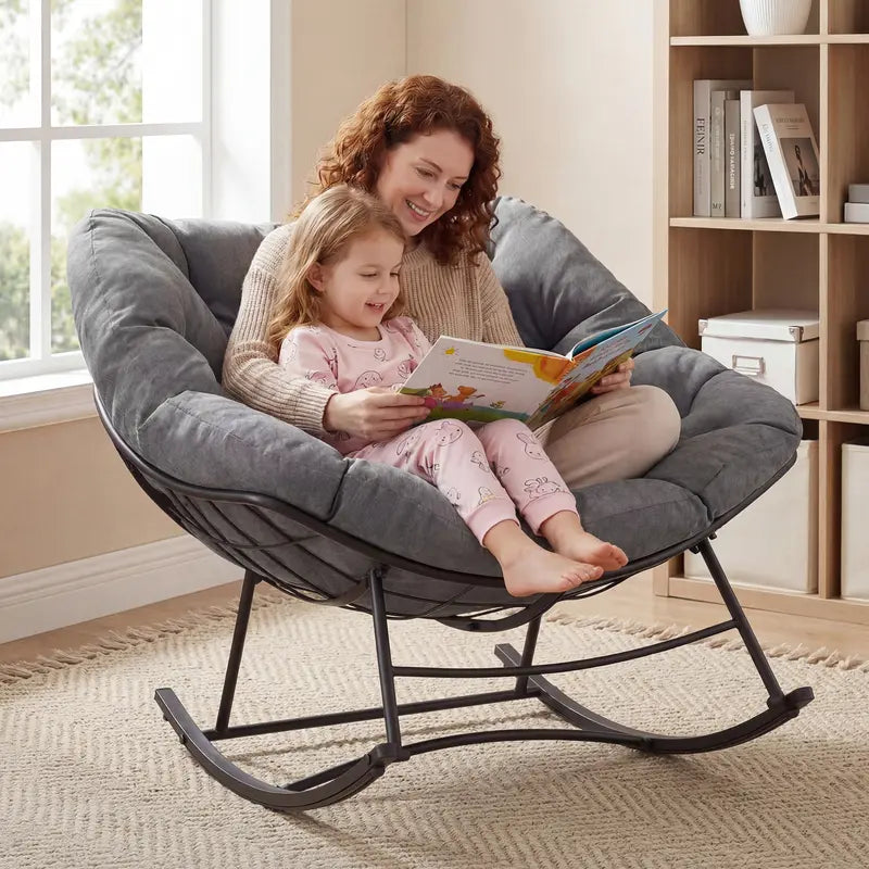 NestRock — Oversized Egg Rocking Chair with 5.5" Thick Cushion (Holds 450lbs)