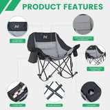 NestRock — XXL Padded Folding Rocking Chair with Insulated Cooler Pocket & Cup Holder (Holds 400lbs)