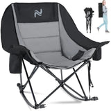 NestRock — XXL Padded Folding Rocking Chair with Insulated Cooler Pocket & Cup Holder (Holds 400lbs)