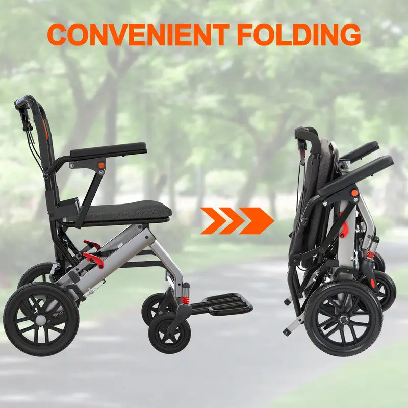 LiteRide — Foldable Transport Wheelchair with Aviation Aluminum Frame