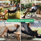 NestRock — XXL Padded Folding Rocking Chair with Insulated Cooler Pocket & Cup Holder (Holds 400lbs)