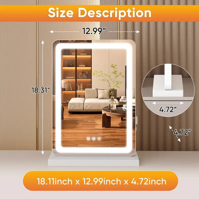 GlowFrame — Hollywood LED Vanity Mirror with 3 Color Modes & Dimmer Control