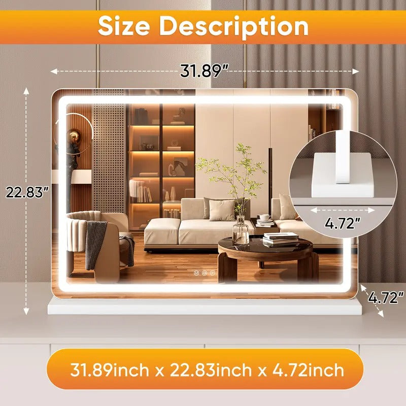 GlowFrame — Hollywood LED Vanity Mirror with 3 Color Modes & Dimmer Control