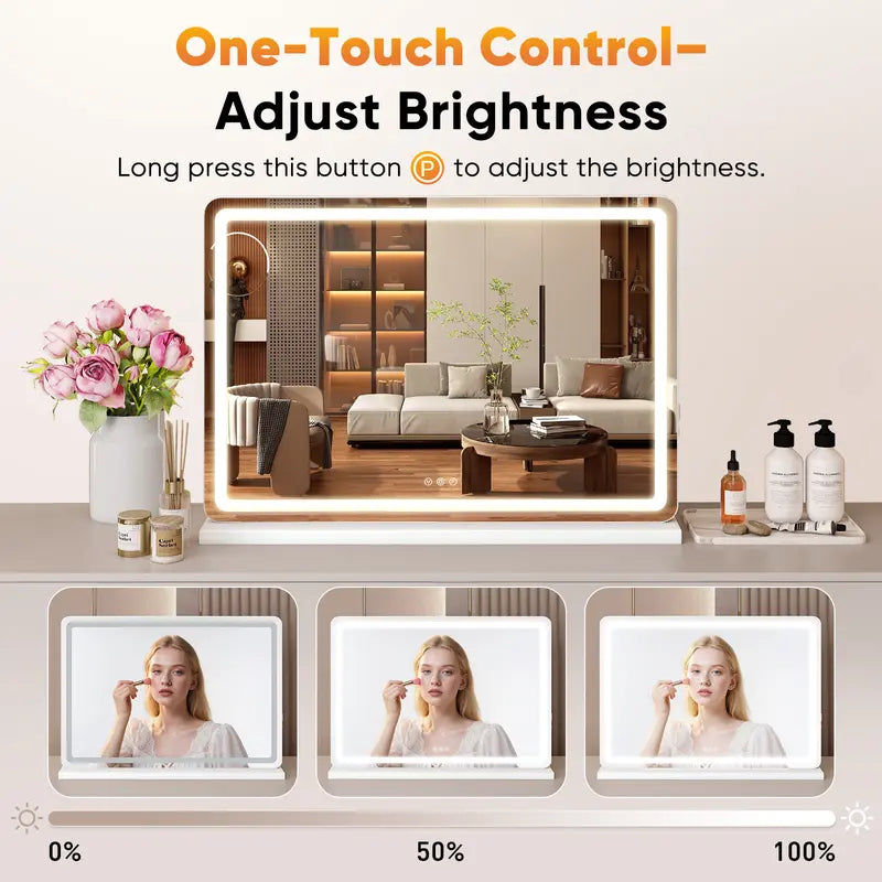 GlowFrame — Hollywood LED Vanity Mirror with 3 Color Modes & Dimmer Control