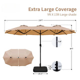 ShadeSpan — 15ft Double-Sided Rectangular Patio Umbrella with Base & Crank Handle (UV & Weather Resistant)