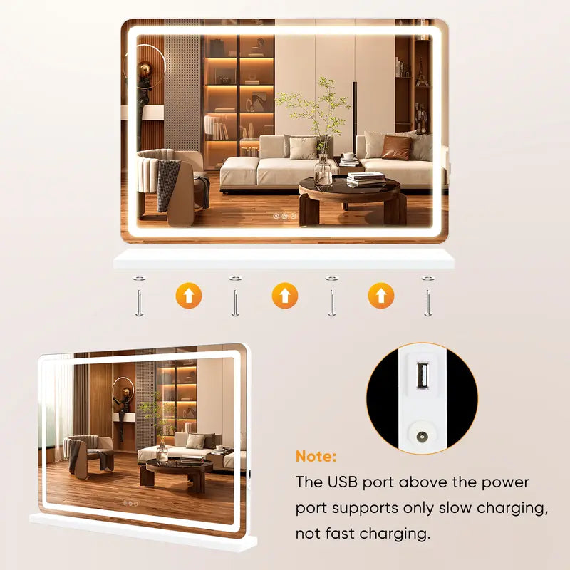 GlowFrame — Hollywood LED Vanity Mirror with 3 Color Modes & Dimmer Control