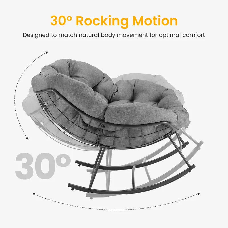 NestRock — Oversized Egg Rocking Chair with 5.5" Thick Cushion (Holds 450lbs)