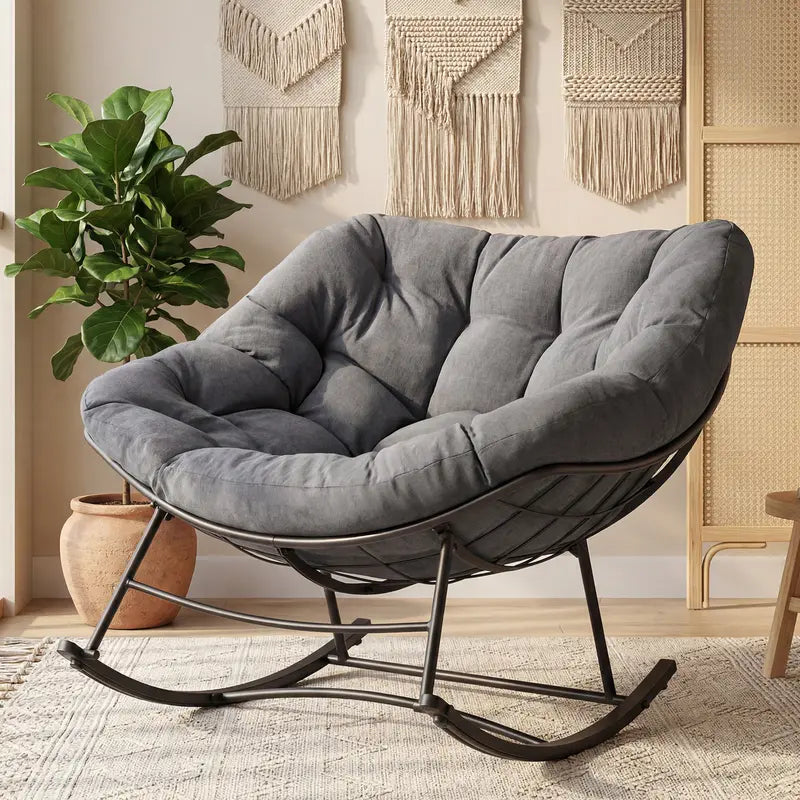 NestRock — Oversized Egg Rocking Chair with 5.5" Thick Cushion (Holds 450lbs)
