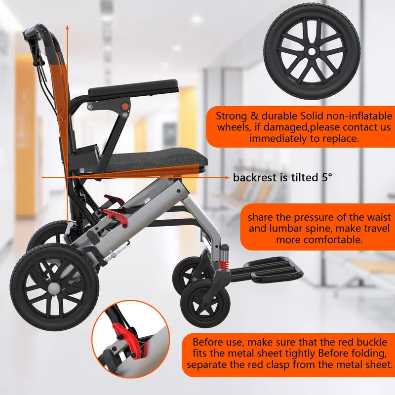 LiteRide — Foldable Transport Wheelchair with Aviation Aluminum Frame