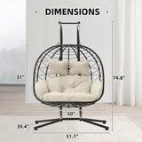 SwingNest — Double Hanging Egg Chair with 700lb Capacity & Thick Cushion (Folds Flat)