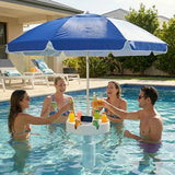 PoolBar — Floating Pool Umbrella with Built-In Bar, 6 Cup Holders & Phone Stand (Shade + Drinks in One)