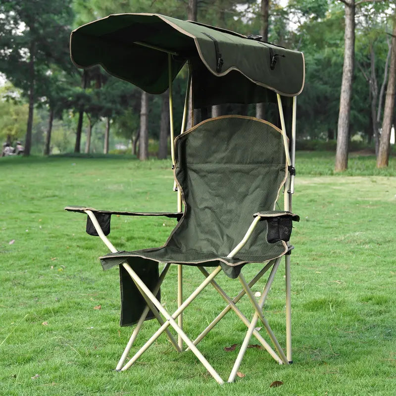 ShadeMate — Folding Outdoor Chair with Built-In Adjustable Sun Canopy & Dual Cup Holders
