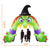 12FT Halloween Inflatable Archway with LED Lights – Large Outdoor Witch Yard Decoration